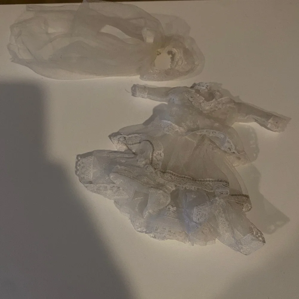 Vintage White Tulle Doll Dress & Veil Wedding Bridal Outfit Clothing‎